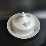 Маслёнка фарфоровая с изящными цветами Wloclawek porcelana, золочение, винтаж Польша, времён СССР 1967-1973 гг