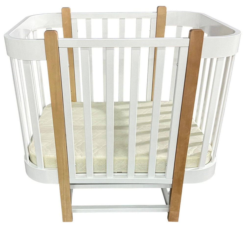 Детская кроватка Кедр Florencia продольный маятник 3 в 1 белый/бук
