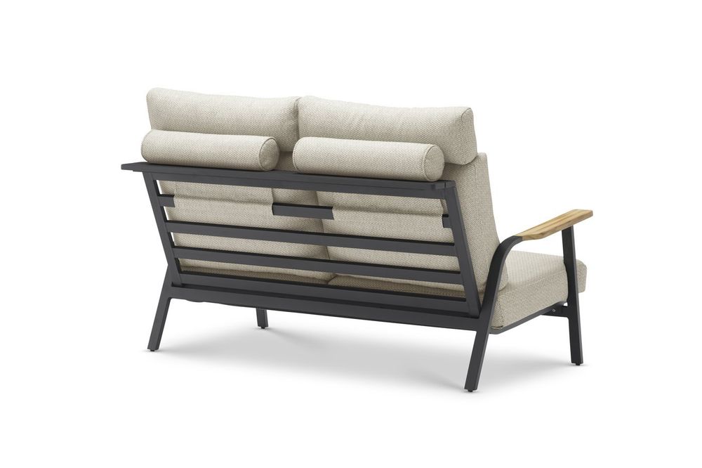 Malmo с 2-х местным диваном, комплект лаунж мебели антрацит/светло-серый, алюминий