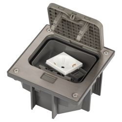 Люки ЭРА ОФИС 18-6001-03 IP66 в бетон с розеткой защёлка цвет серый