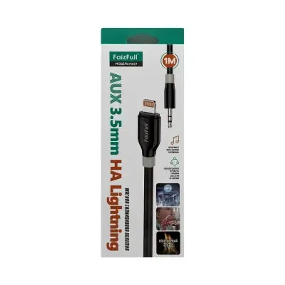 Кабель FaizFull FX27 Lightning(m) - 3.5 Jack(m) 1м Black