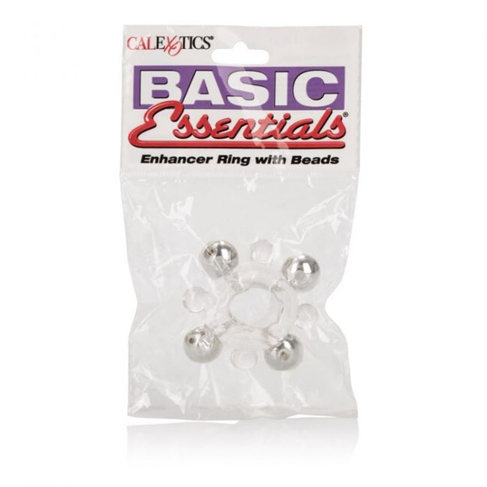Эрекционное кольцо с бусинами Basic Essentials® Enhancer Ring with Beads (Цвет: прозрачный)