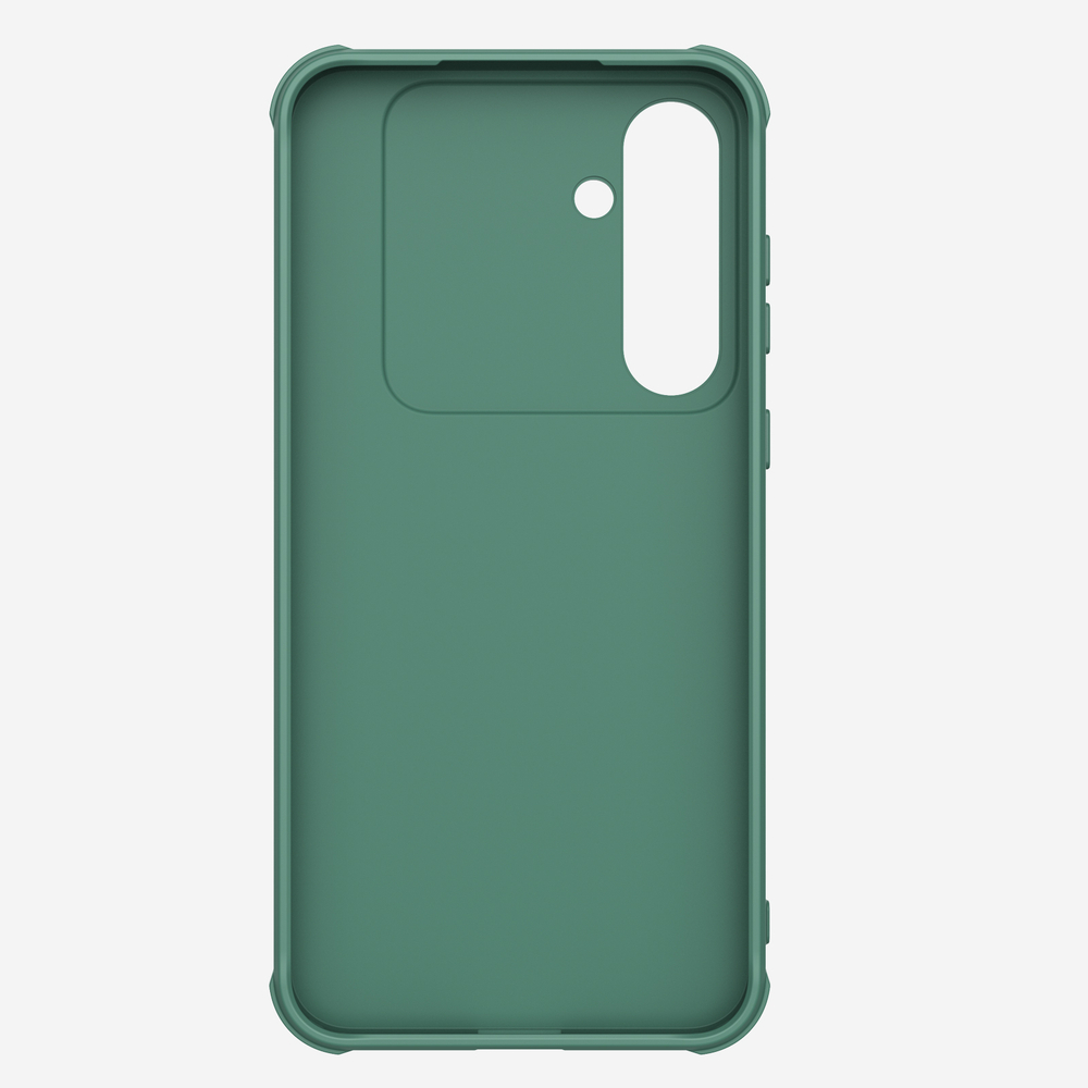 Противоударный чехол зеленого цвета (Deep Green) с защитной шторкой для камеры от Nillkin на Samsung Galaxy A55, серия CamShield Pro Case