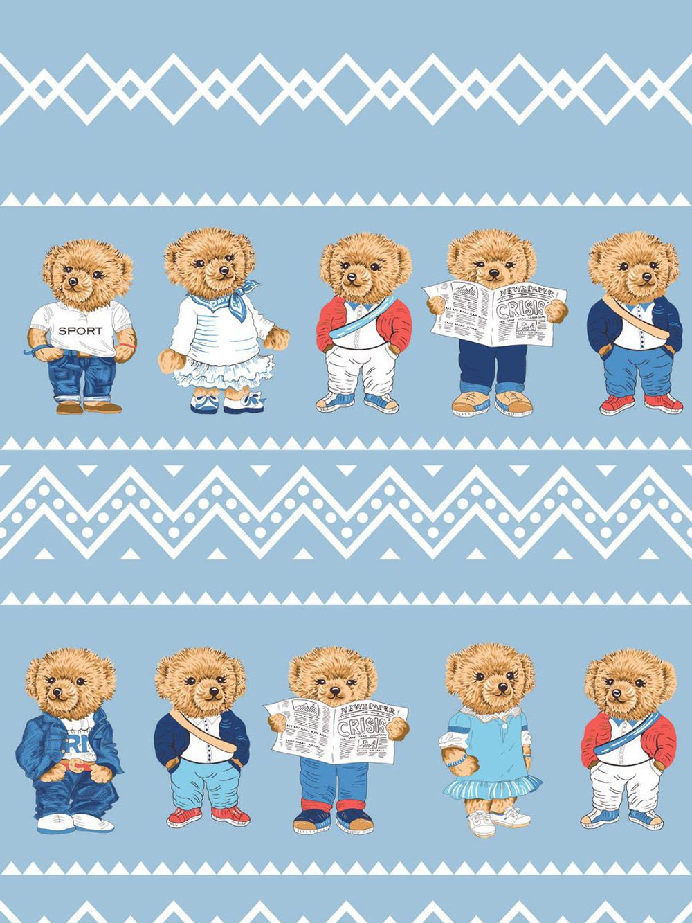 Постельное белье Сказка "Мишки" евро Наволочка 50х70 см 2 шт Простынь 240х215 см Пододеяльник 200х215 см, перкаль