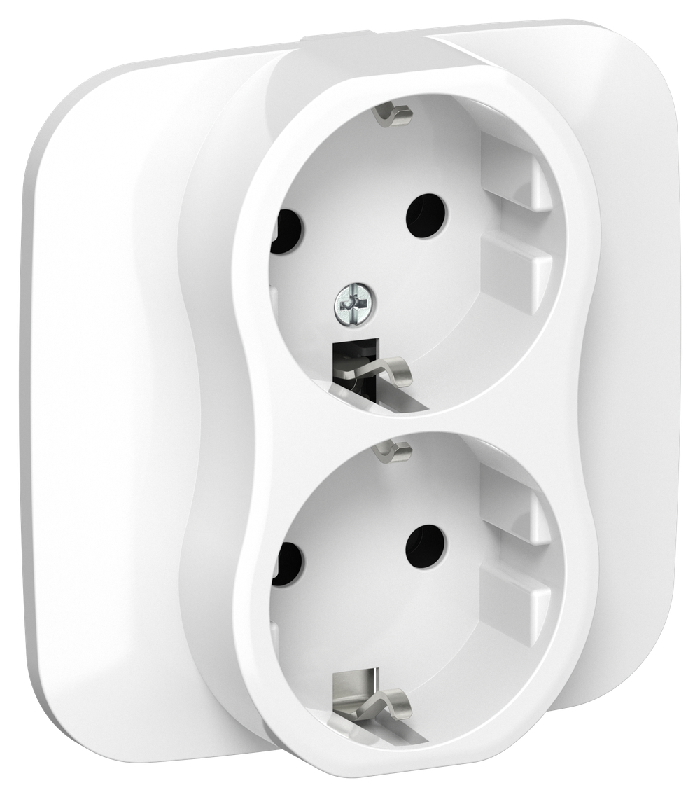 FLITE Розетка 2-местная с заземлением без защитных шторок 16А РС12-0-А-ФлБ белый IEK