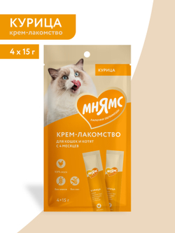 Крем-лакомство Мнямс для кошек с курицей 15 г х 4 шт
