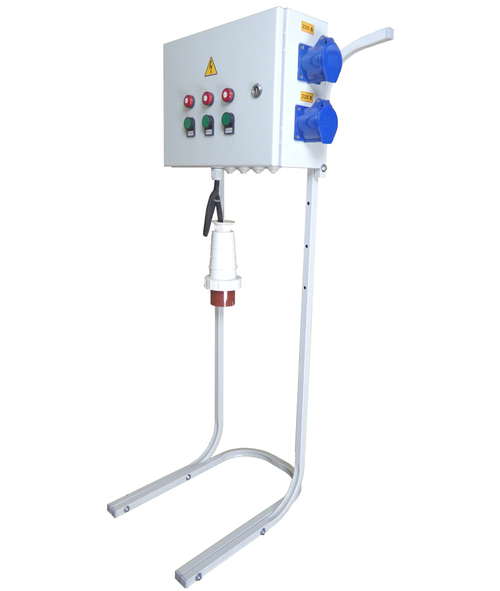 Щит управления освещением для стройплощадки ЩУОсп-В25-2-0/0/0/6, в сборе со стойкой