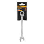 Ключ комбинированный трещоточный, 19 мм, CrV, матовый хром Denzel