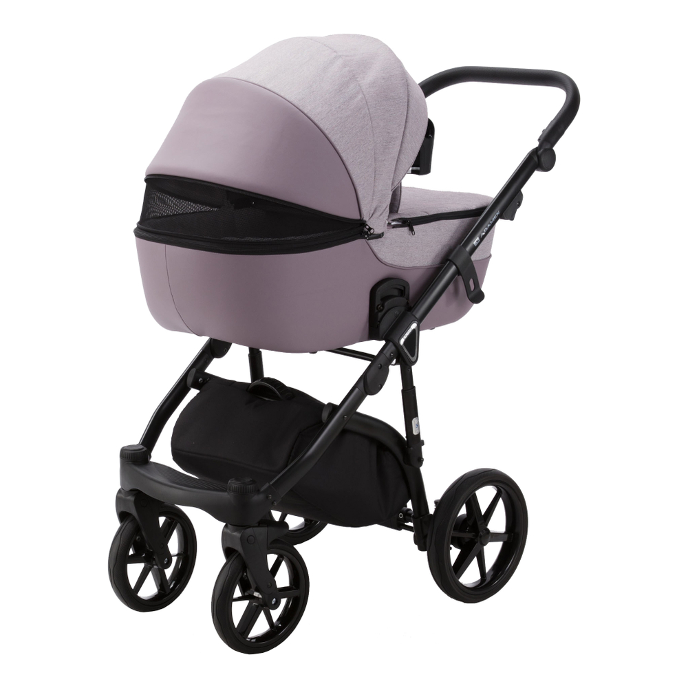 Детская универсальная коляска Adamex BIBIONE Lux PS-21 (3в1) Серо-розовый, Сиреневая экокожа