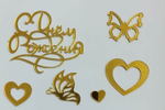 Акриловый набор «С днём рождения», с сердцами и бабочками, цвет золото