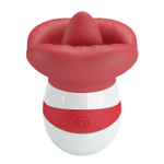 Красно-белый клиторальный стимулятор в форме рта Mina (Цвет: красный)