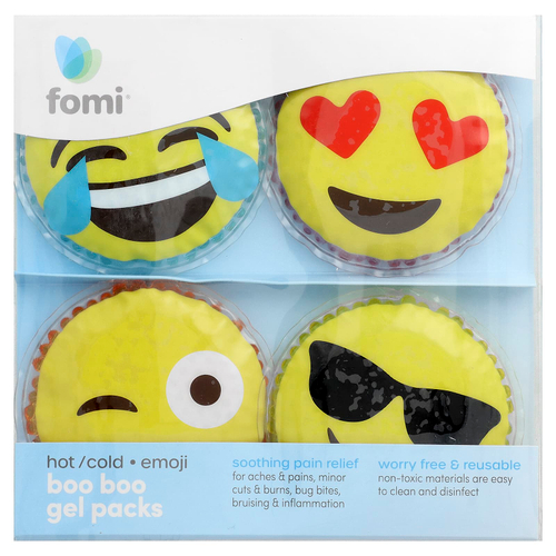 FOMI, Hot/Cold Boo Boo, гелевые компрессы, эмодзи, 4 шт.