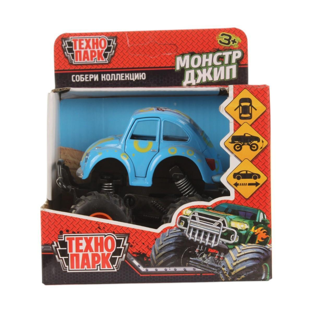 Модель ин. мет. "Монстр Джип" 11,5см, синий откр двер, рессоры,коробка (Технопарк)