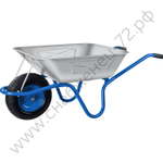 ЗУБР ПТ-250, 130 л, 250 кг, широкое пневматическое колесо, оцинкованная сталь, одноколесная, строительная тачка, Профессионал (39907)