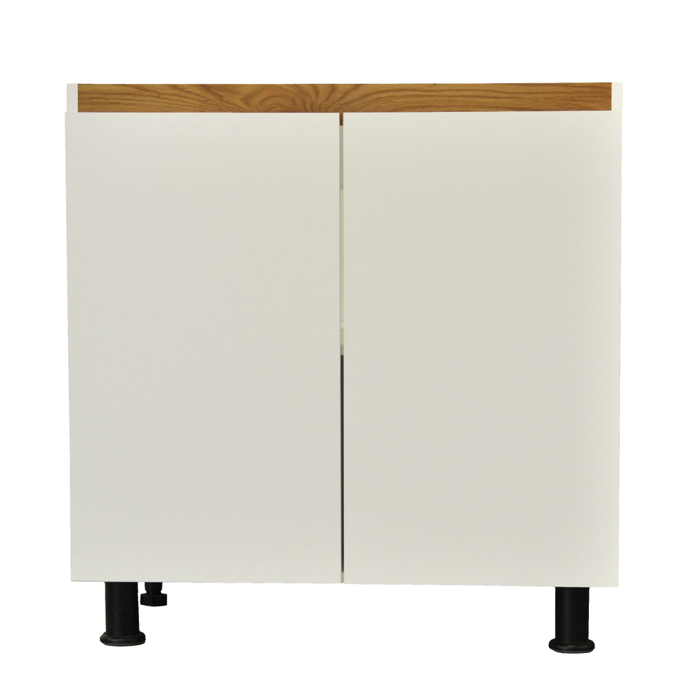 Кухонный модуль напольный 80х45х83, Валенсия, 2 двери без столешницы, с дубовой панелью, на ножках / белый, массив дуба, Dipriz