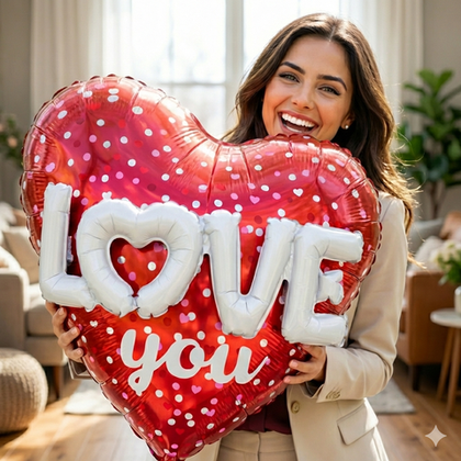 Сердце голографическое большое ILY Буквы 3D