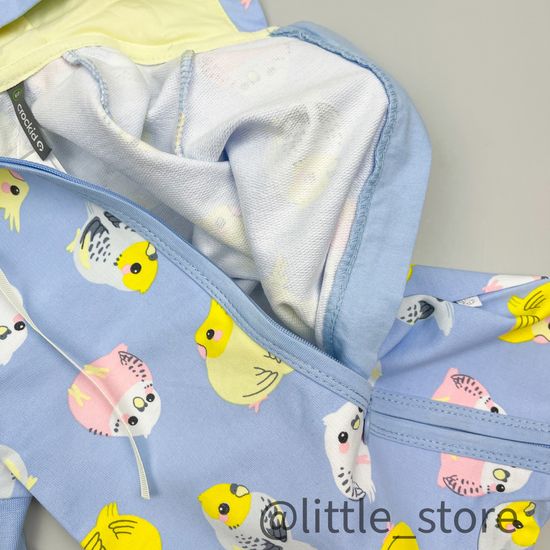 Комбинезон из футера "Цветные попугайчики" Небесный