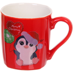 Кружка керамическая 210мл «Пингвинята», красная