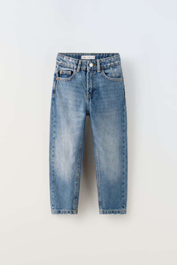 ZARA ДЖИНСЫ MOM FIT, СИНИЙ