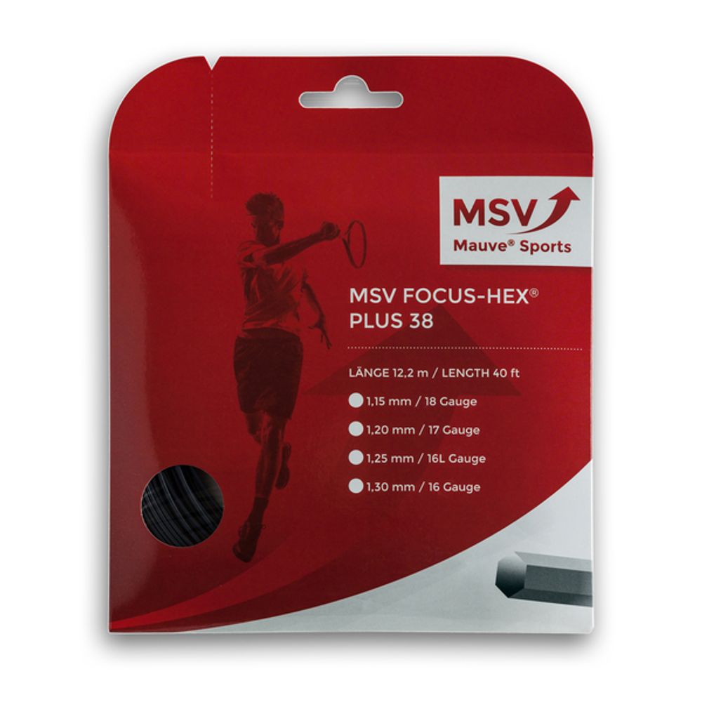 Струны для ракетки большой теннис MSV Focus HEX® Plus 38 Tennis String 12m 1,25mm black