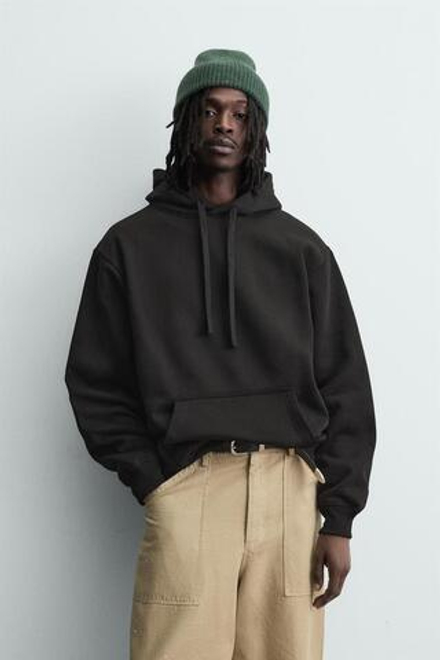 ZARA БАЗОВОЕ ХУДИ HEAVYWEIGHT, ЧЕРНЫЙ