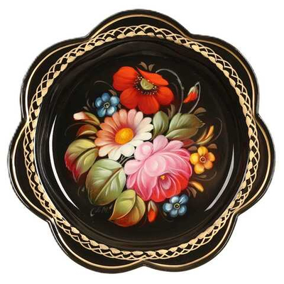 Жостовский поднос декоративный, размер 18 см (A1), металлический