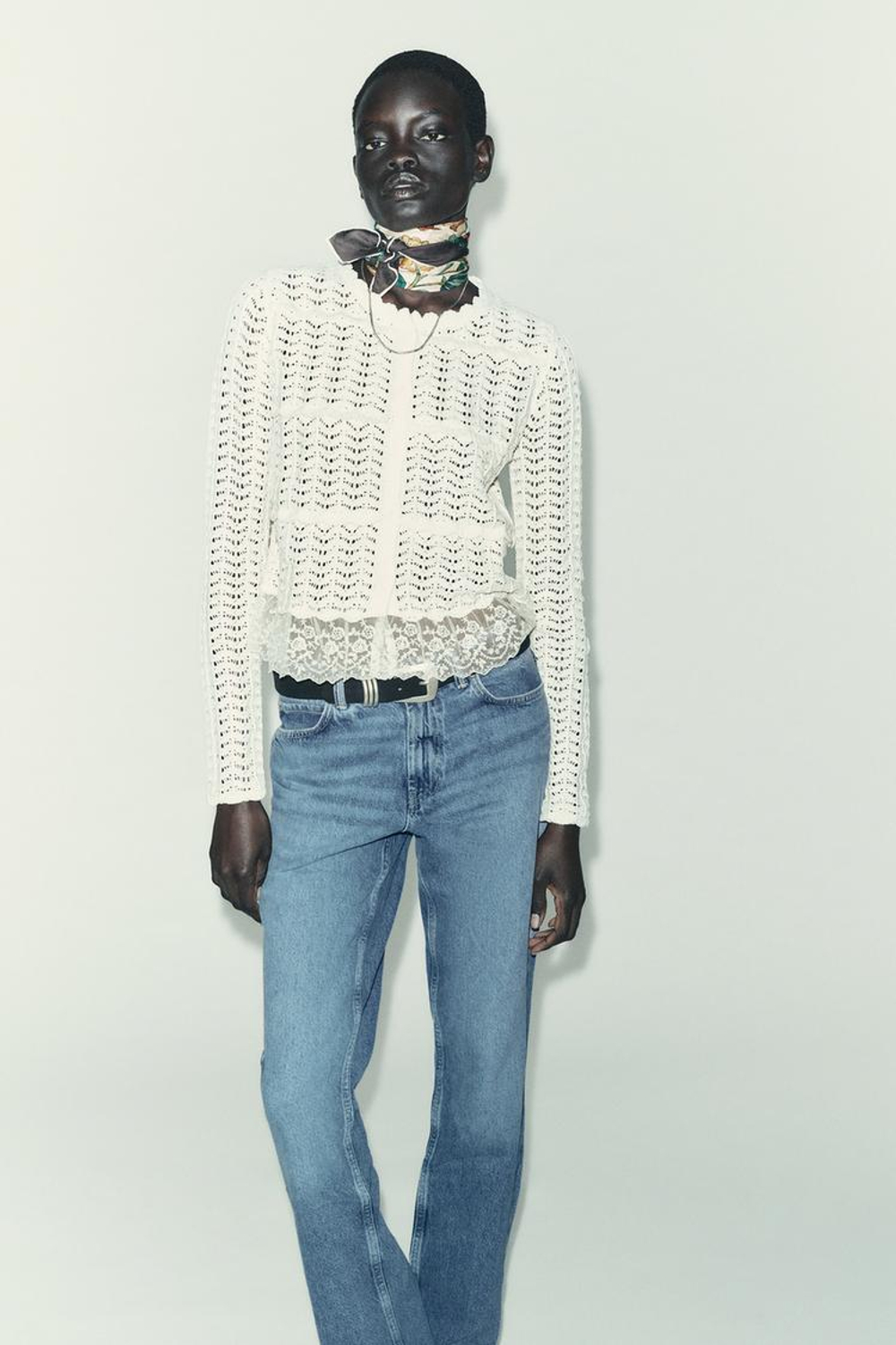 ZARА ВЕЛЮРОВЫЙ КАРДИГАН, ЭКРЮ