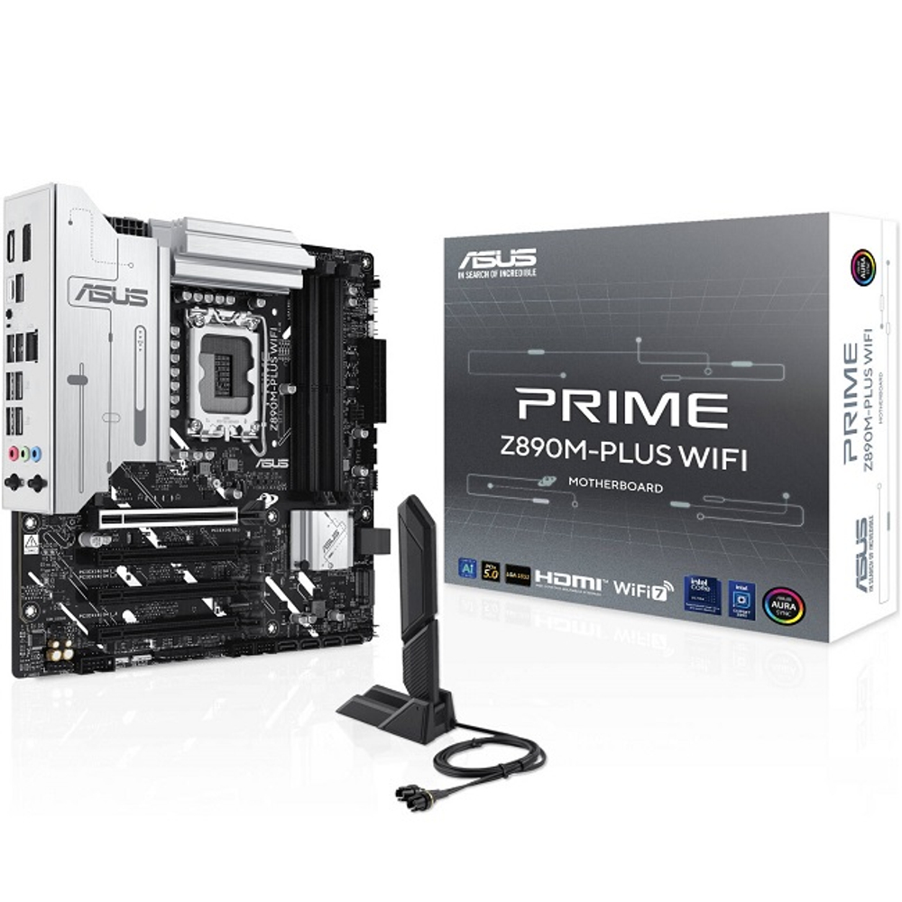 Материнская плата ASUS PRIME Z890M-PLUS WIFI (LGA1851/Z890/4xDDR5/4xPCI-Ex16/3xM.2/SB7.1/GLAN/WI-FI/BT/DP/HDMI/mATX)