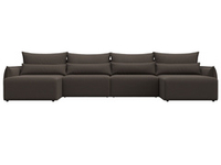 Диван П-образный Лига-051 НПБ Лонг РОГОЖКА Амур 05 коричневый