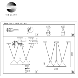 SL1804.403.03 Светильник подвесной ST-Luce Черный/Черный E14 3*60W