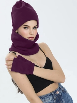 Шапка бини с начесом для хвоста, дред и кос