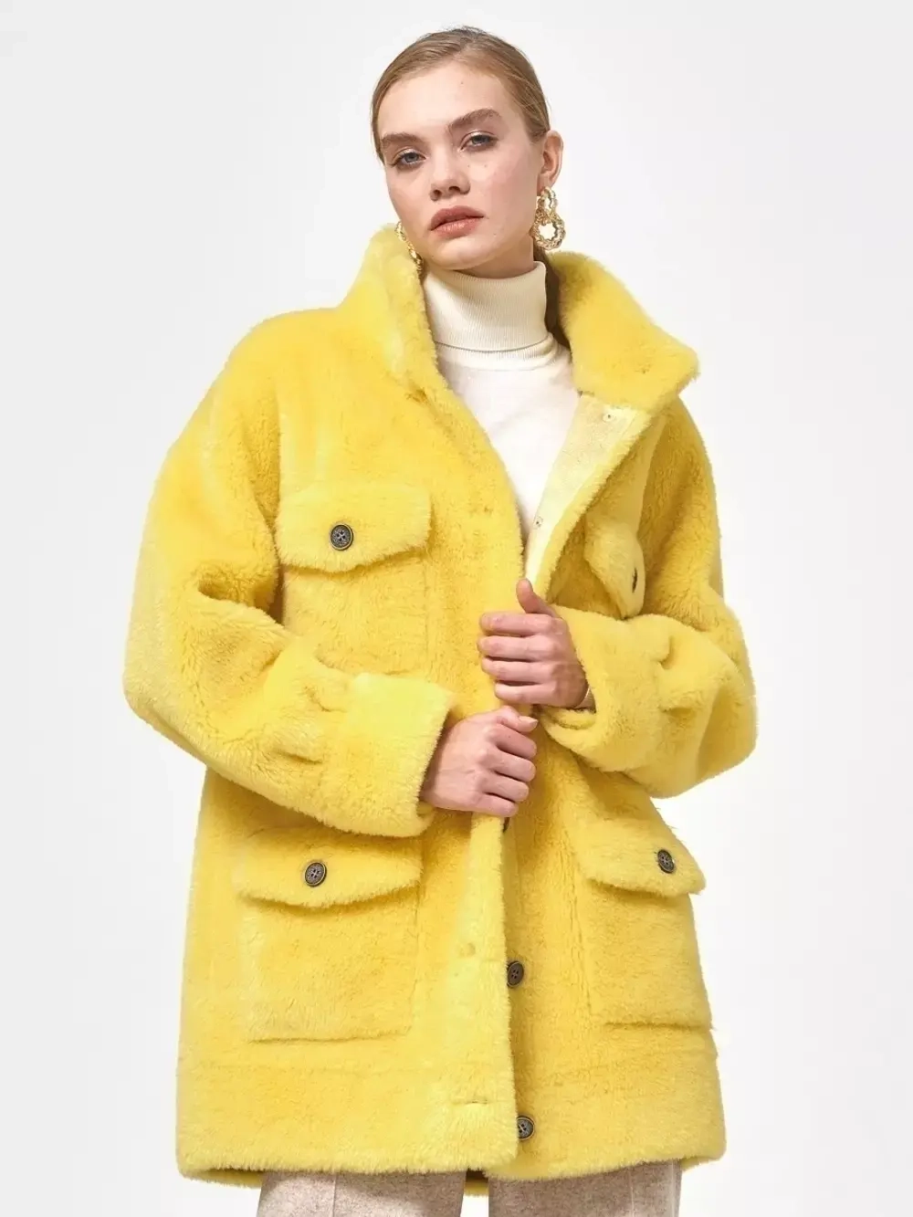 Куртка чебурашка из шерсти мериноса, желтая, SilverFox