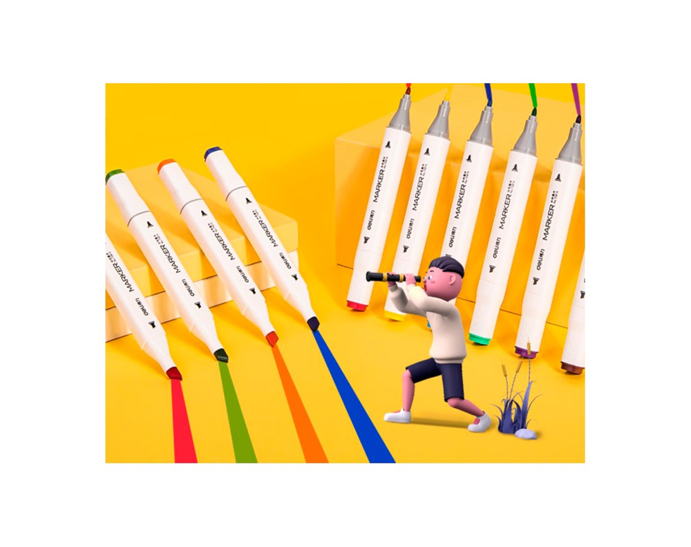 Набор маркеров для скетчинга Deli 12 цв., скошенный пишущий наконечник 70816-12