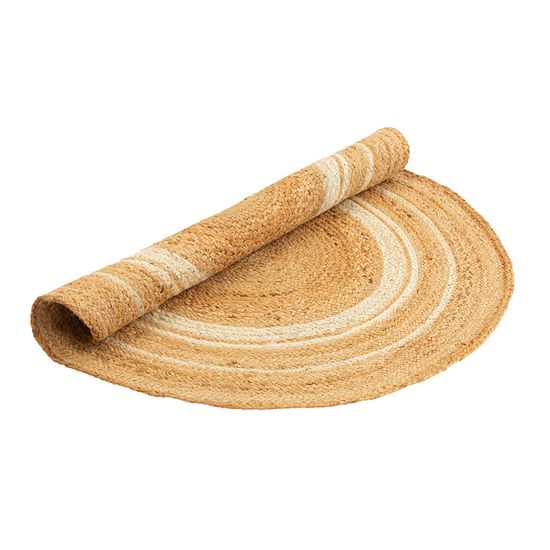 Ковер из джута круглый с вставками белого цвета из коллекции ethnic, 120см