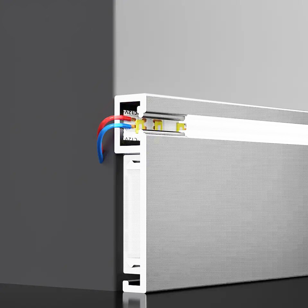 Алюминиевый плинтус с подсветкой ПЛС-80 серебро матовое 3000 мм