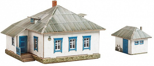 Сборная модель из картона "Сельский дом №1"( HO, 1:87)