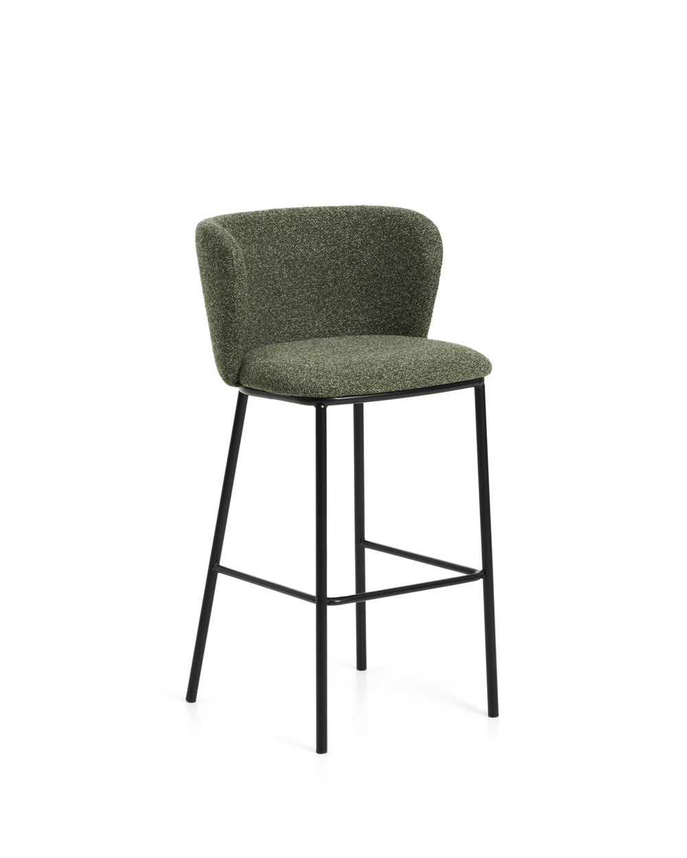 Барный стул Ciselia из темно-зеленого шенилла с ножками из черной стали