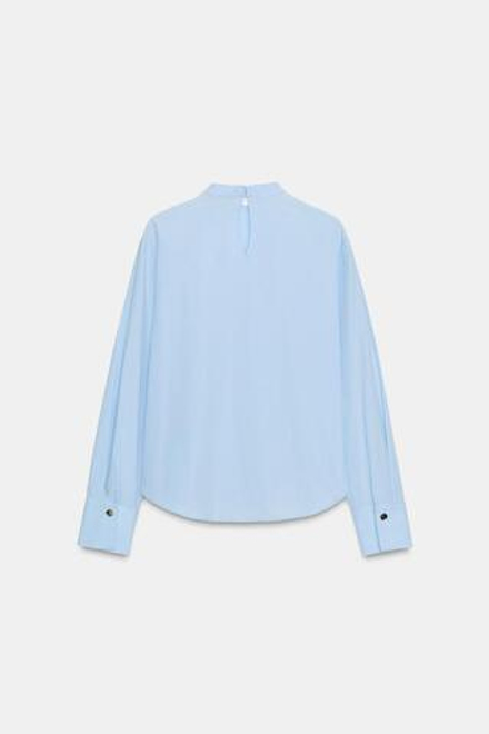 ZARA БЛУЗКА ИЗ ПОПЛИНА С ЗАВЯЗКОЙ, ГОЛУБОЙ