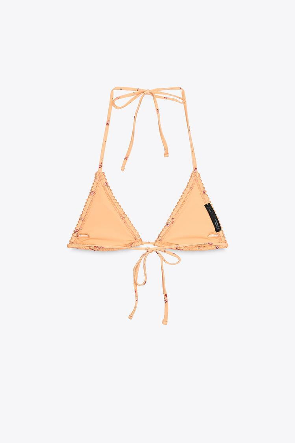 ZARA ТОП БИКИНИ С ЦВЕТОЧНЫМ ПРИНТОМ И КРУЖЕВОМ, ОРАНЖЕВЫЙ