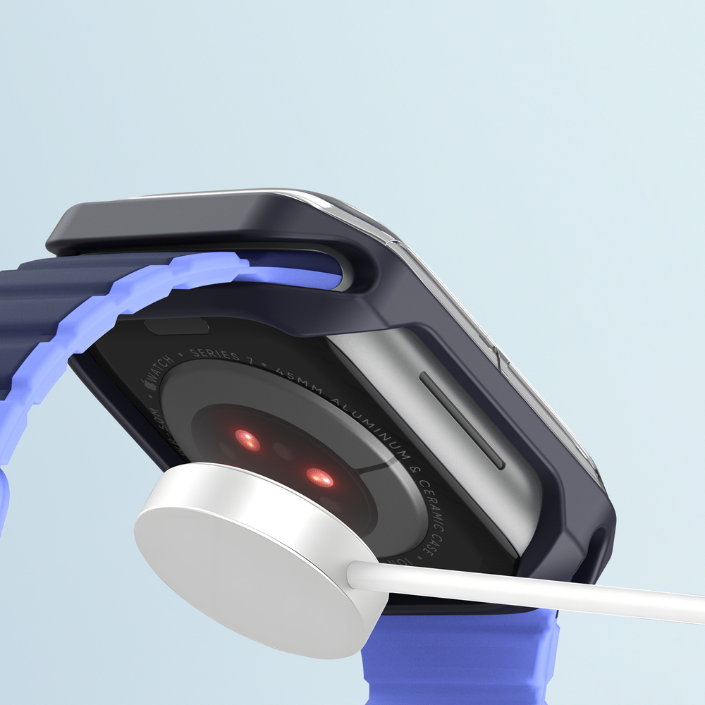 Чехол-бампер с темно-синими вставками от Dux Ducis для часов Apple Watch 45мм на модели 7, 8 и 9 серии, серия Tamo Series Case