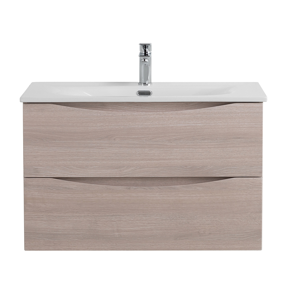 Тумба с раковиной подвесная BelBagno MARINO-CER-MINI-900-2C-SO-RG-P Rovere Grigio, раковина белая BB-8099-3-90