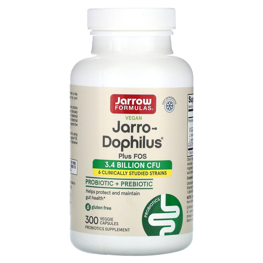 Jarrow Formulas, веганский Jarro-Dophilus® Plus ФОС, 300 растительных капсул