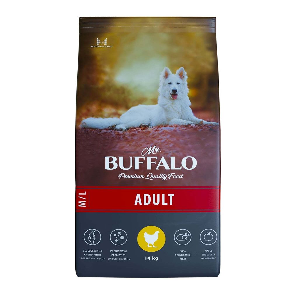 Сухой корм MR.BUFFALO ADULT M/L для собак средних и крупных пород курица 14 кг