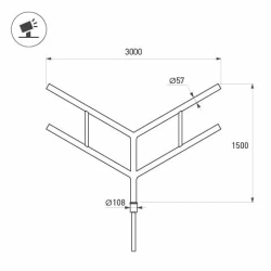 Кронштейн OXOR-SY4-3000x108-L1500 BLACK (Arlight, Сталь) 051665