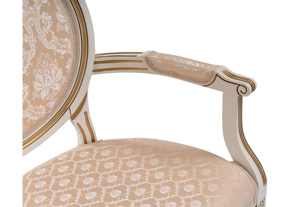 Кресло Данте молочный с золотой патиной