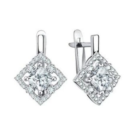 Серьги из серебра с фианитами