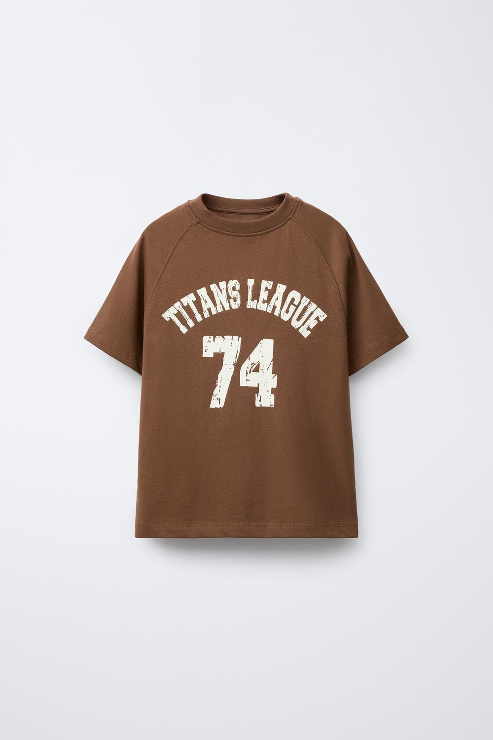 ZARA КОМПЛЕКТ ИЗ ФУТБОЛКИ И ШОРТОВ-БЕРМУДОВ, КОРИЧНЕВЫЙ