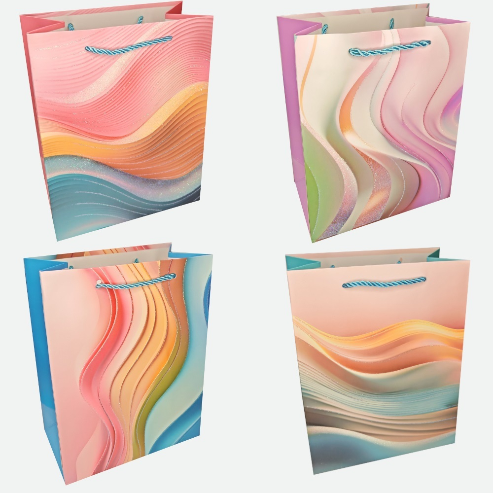 Пакет подар. бумажн. 31*40*12 см 210 гр/м2 Pink Wave, 4 дизайна