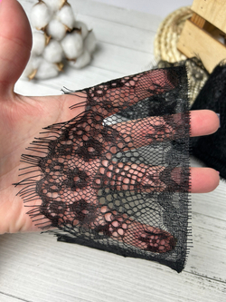 Кружево РЕСНИЧКИ черное 90 мм купон 3м +-