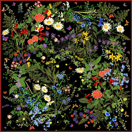 Шаль «Русский полевой букет», 100% шерсть